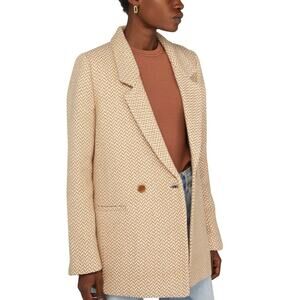 Anine Bing Fishbone Blazer Tan & Cream Size XL
